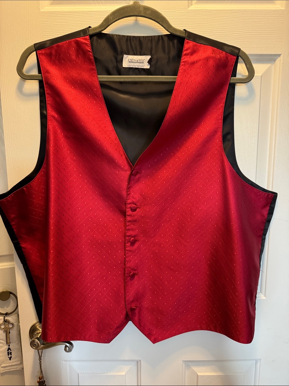 Joseph & Feiss Red Satin Dress Vest with Black Back